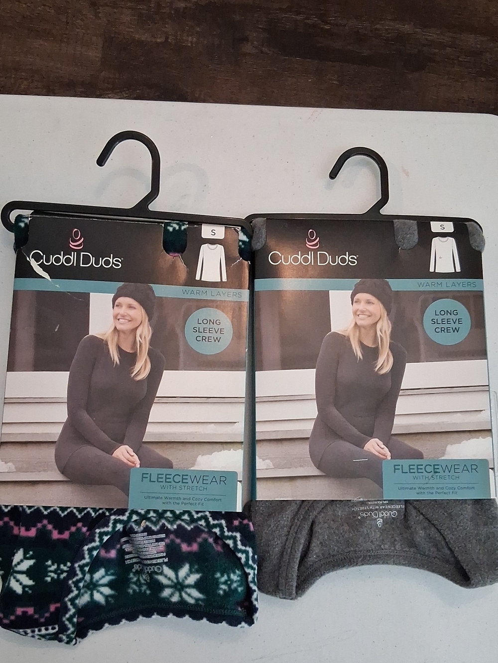 Pack Of 2 Cuddl Duds Women’s Long Sleeve Fleecewear With Stretch Top